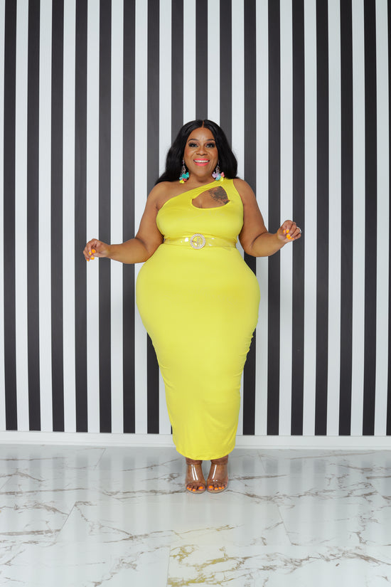 Load image into Gallery viewer, Yellow Pretty Cut-Out Dress
