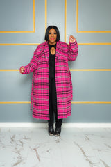 Pink and Black Wool Coat