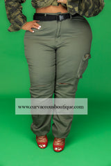 Green SlIt Cargo Jogger