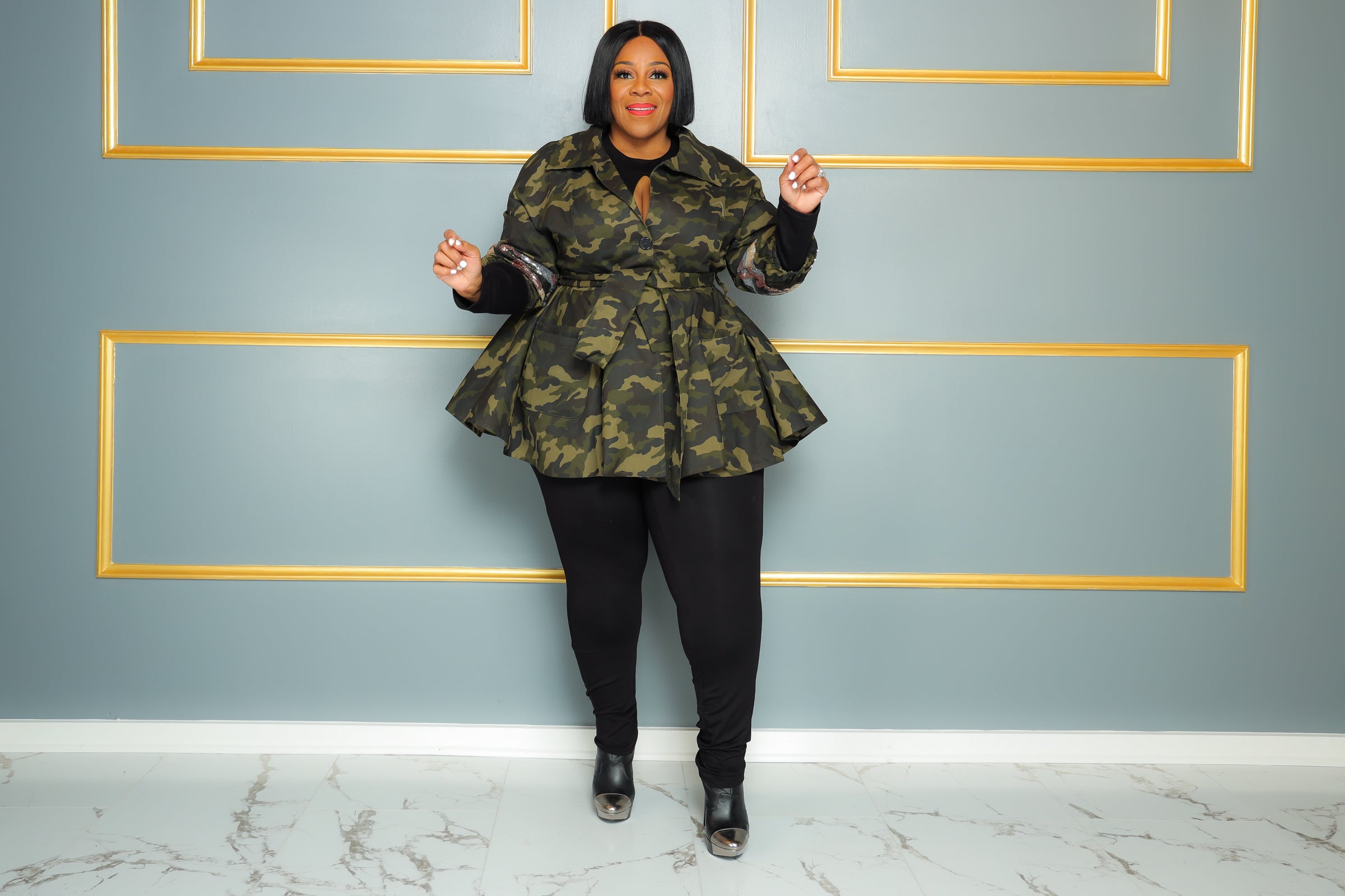 Camo peplum jacket deals plus size