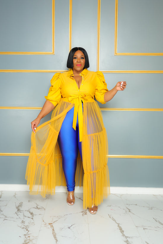 Mustard Bishop Tulle Maxi Top