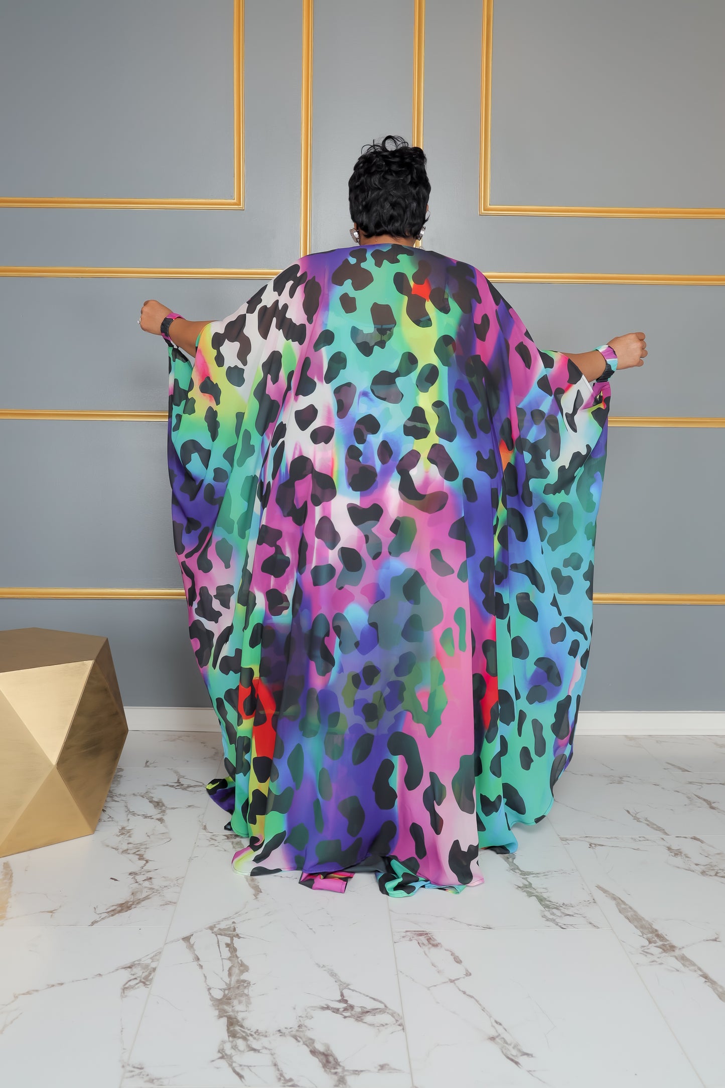 Load image into Gallery viewer, Turquoise Spotted Chiffon Duster
