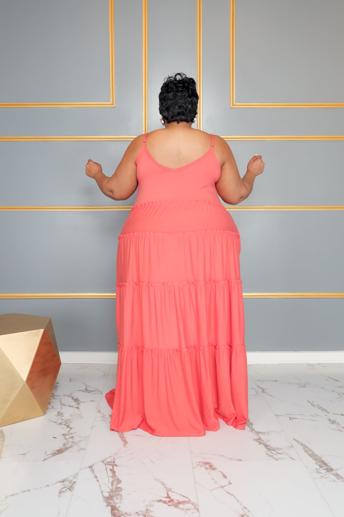 Coral Tiered Dress