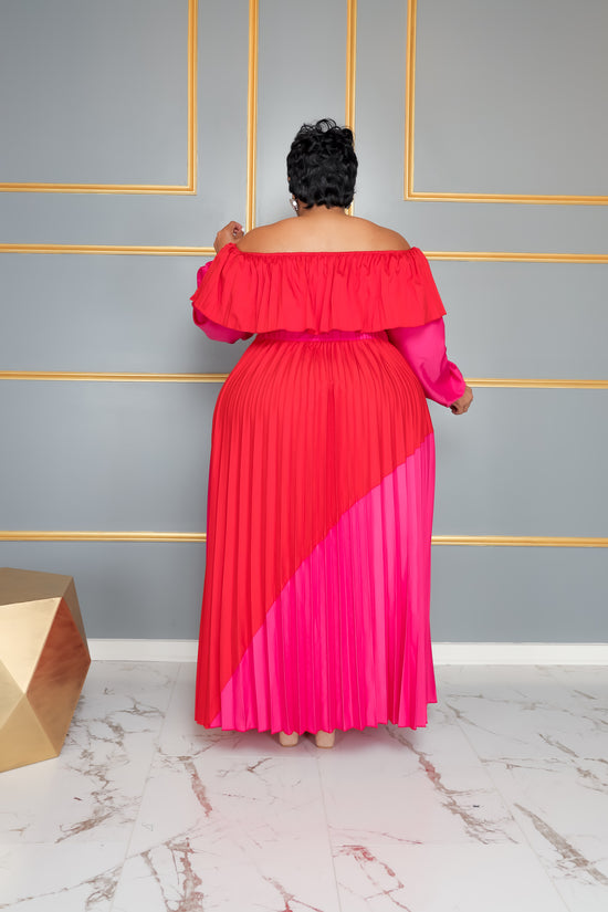 Shades Of Pink Pleated Dress
