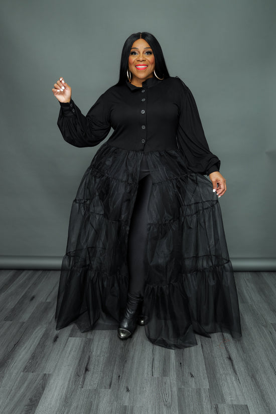 Load image into Gallery viewer, Black Long Tulle Maxi Top
