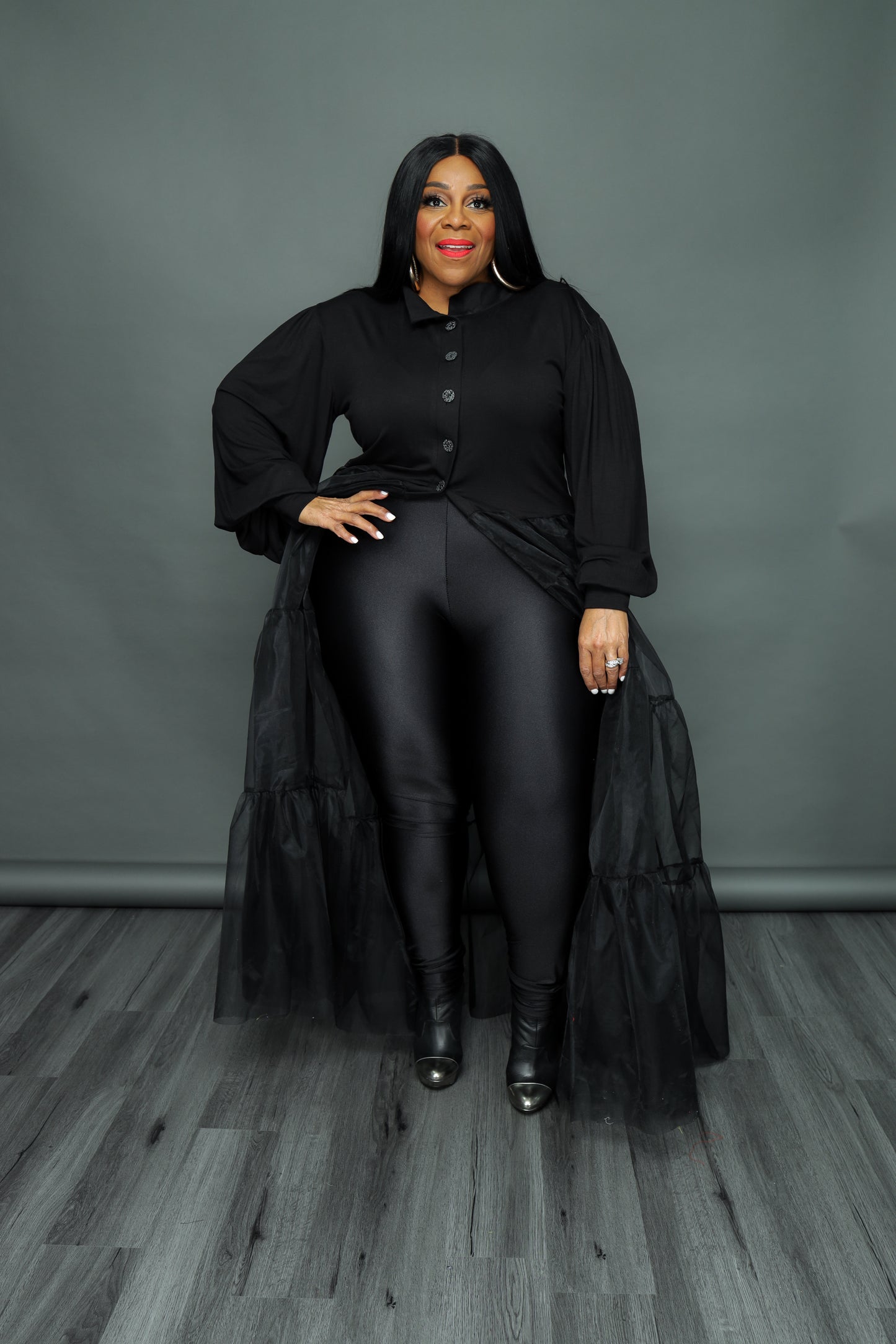 Black Long Tulle Maxi Top