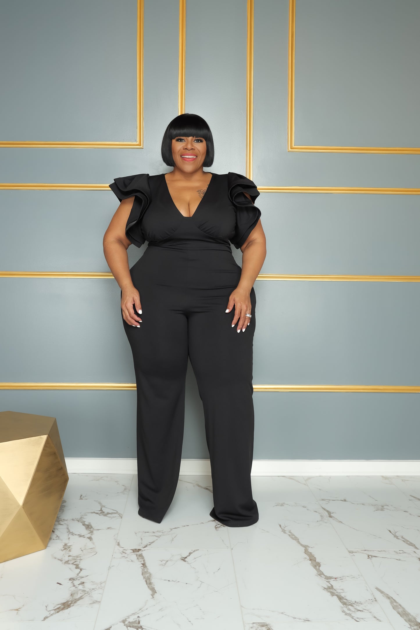 Load image into Gallery viewer, Black Ready To Ruffle Jumpsuit
