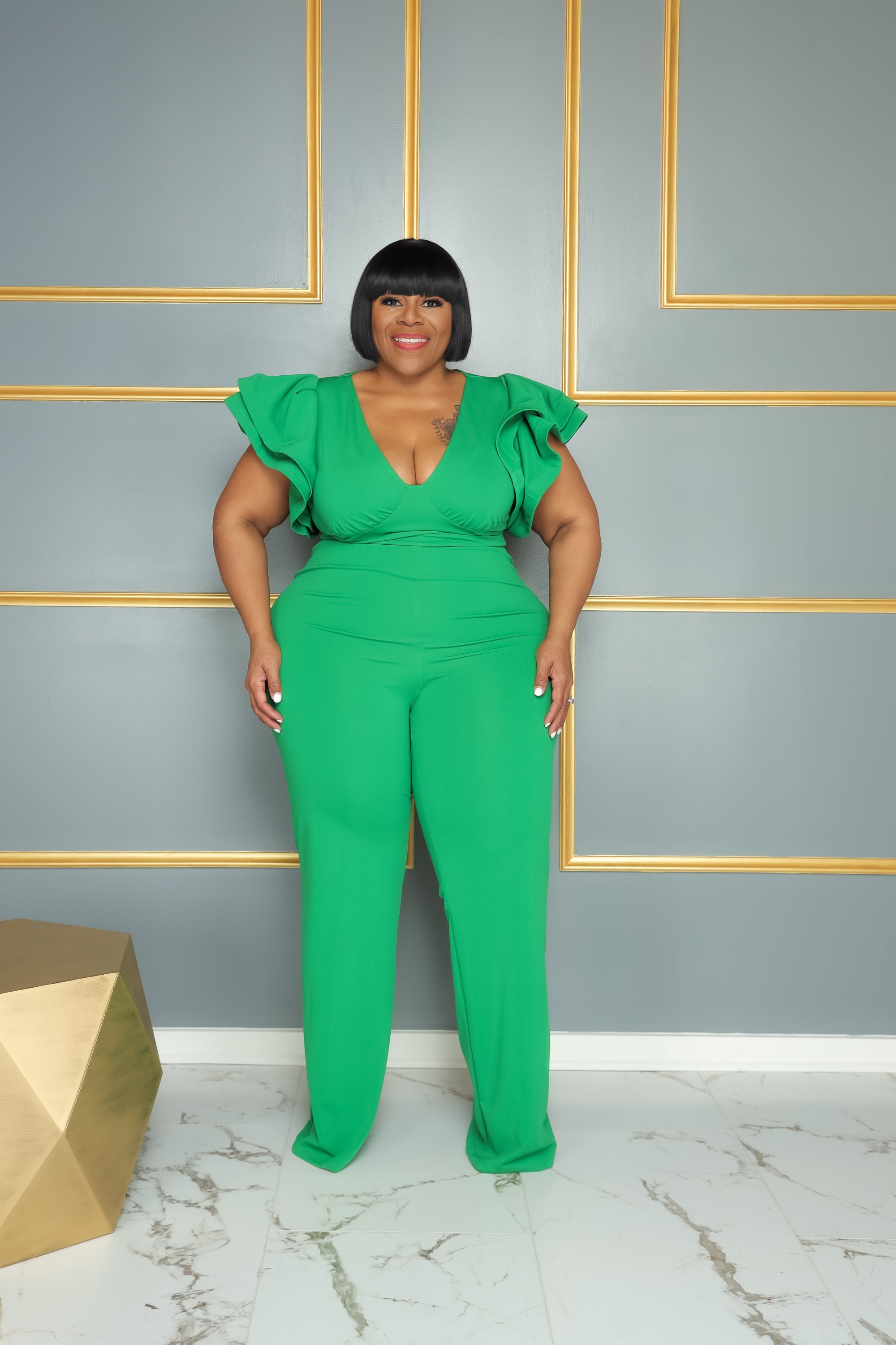 Green Ready to Ruffle Jumpsuit