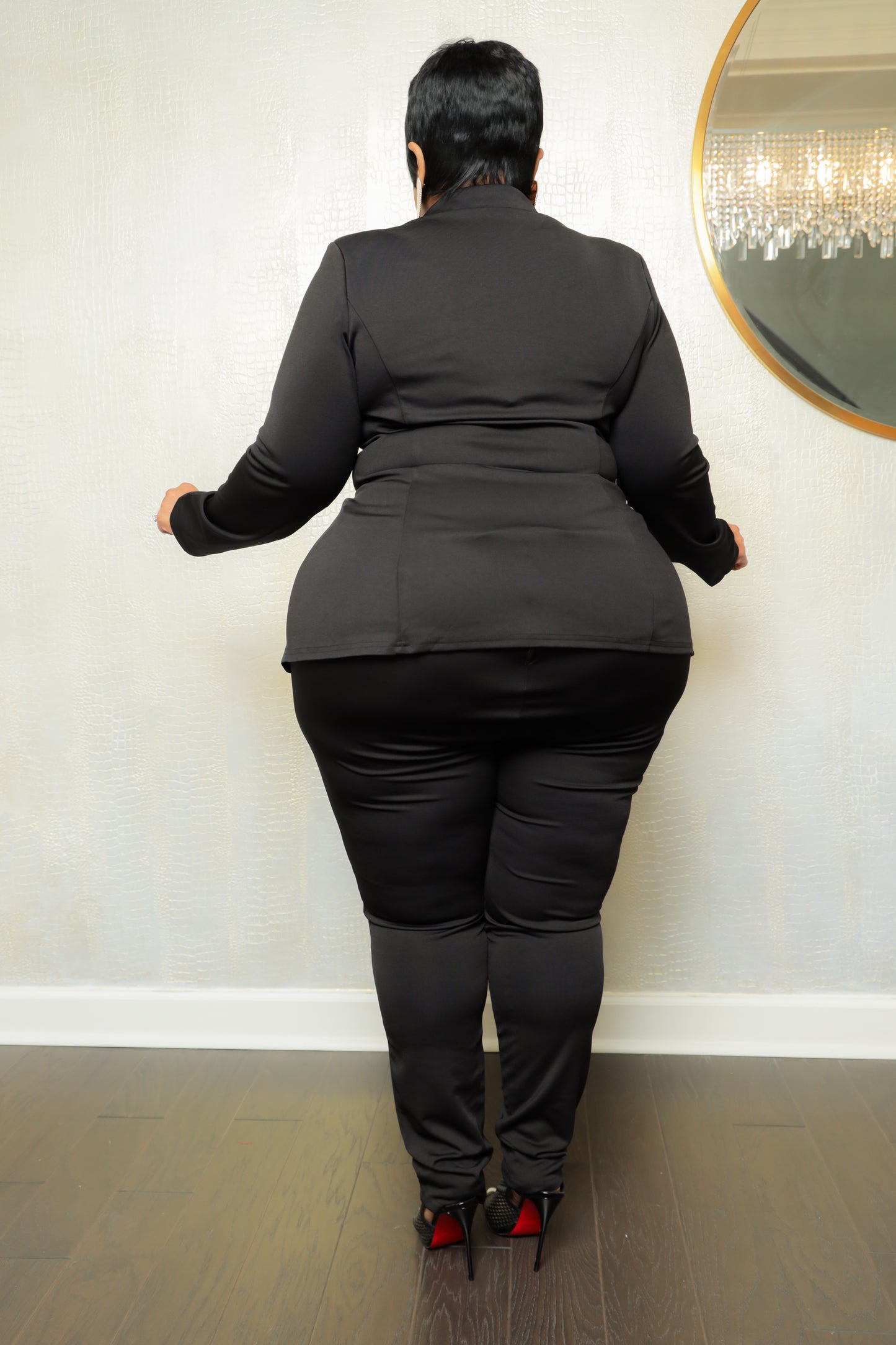 Black Corset Waist Suit