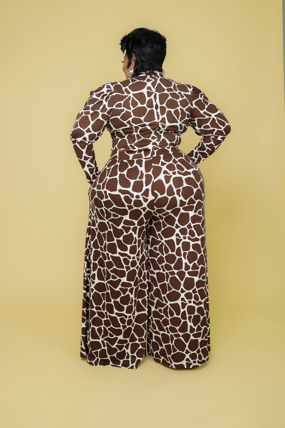 Chocolate Giraffe Print Pant Set