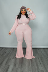 Pink Shimmer Flare Jumpsuit