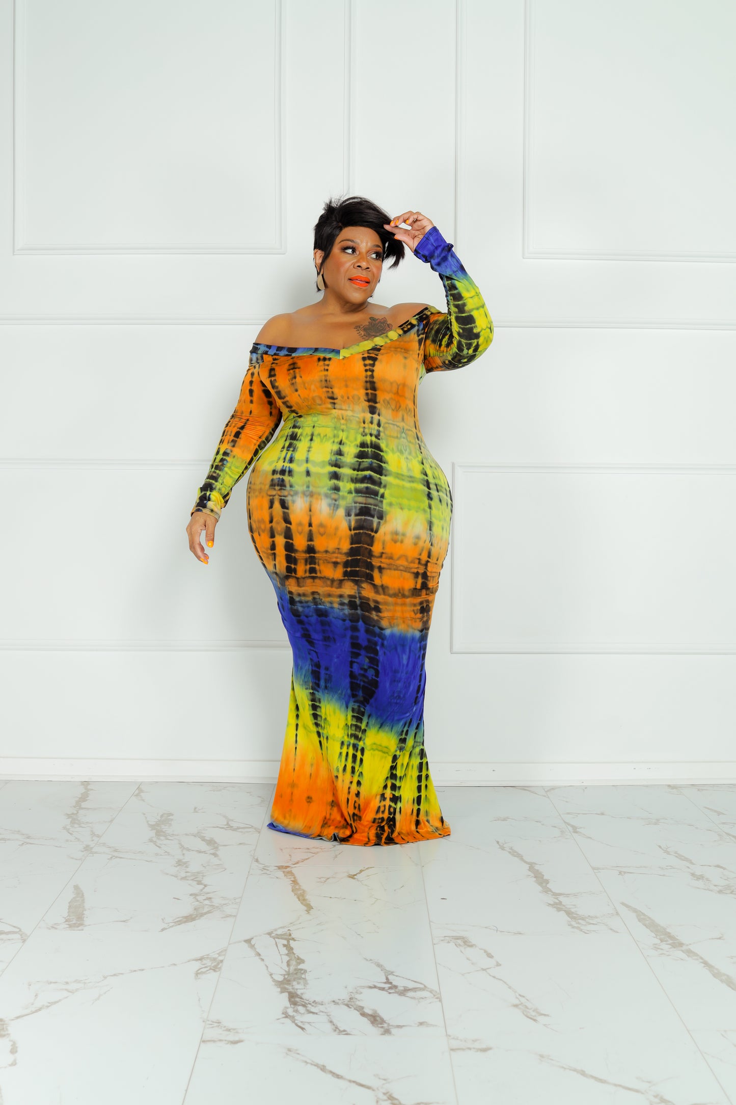 Yellow Totally Tie Dye Mermaid Dress