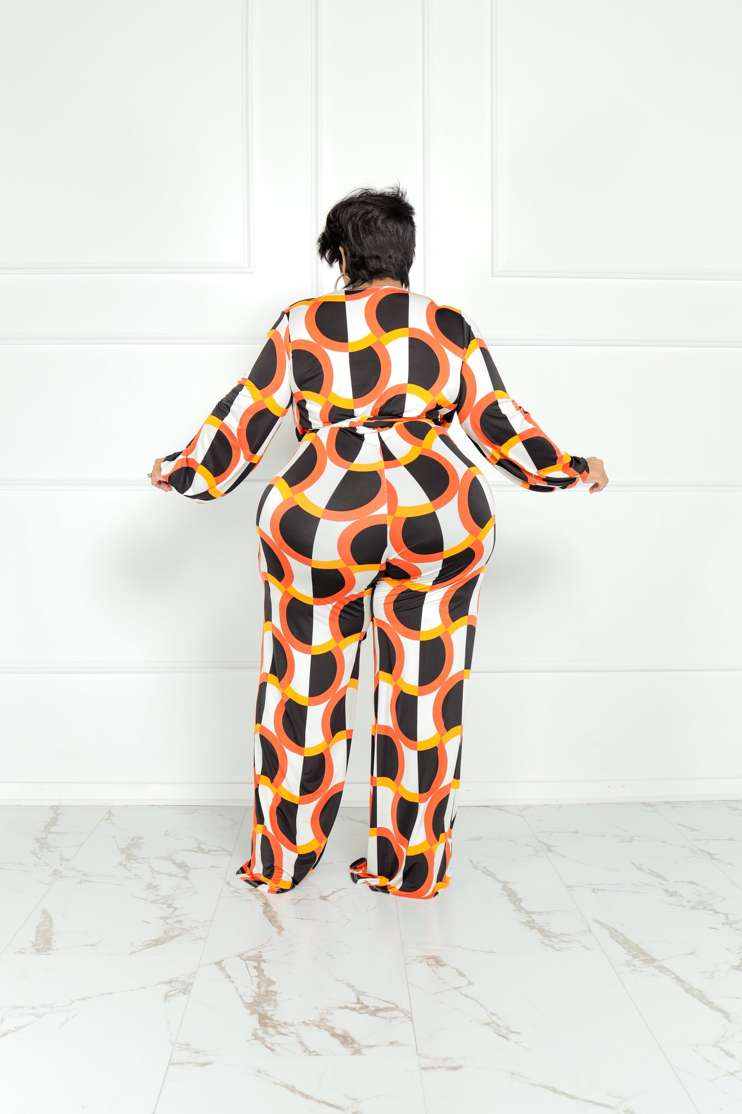 CoCo Orange Print Jumpsuit
