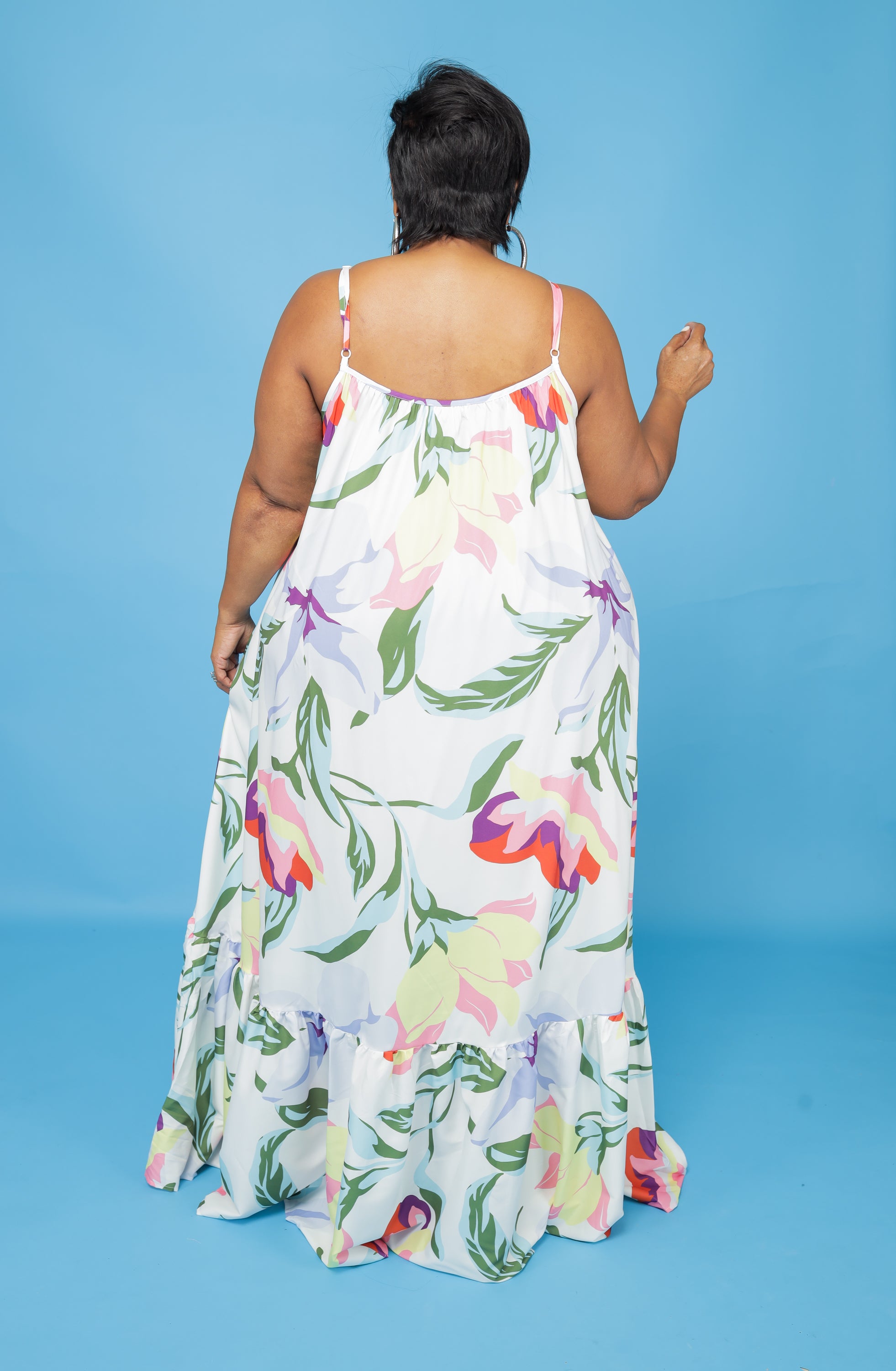 White Floral Blooming Maxi Dress