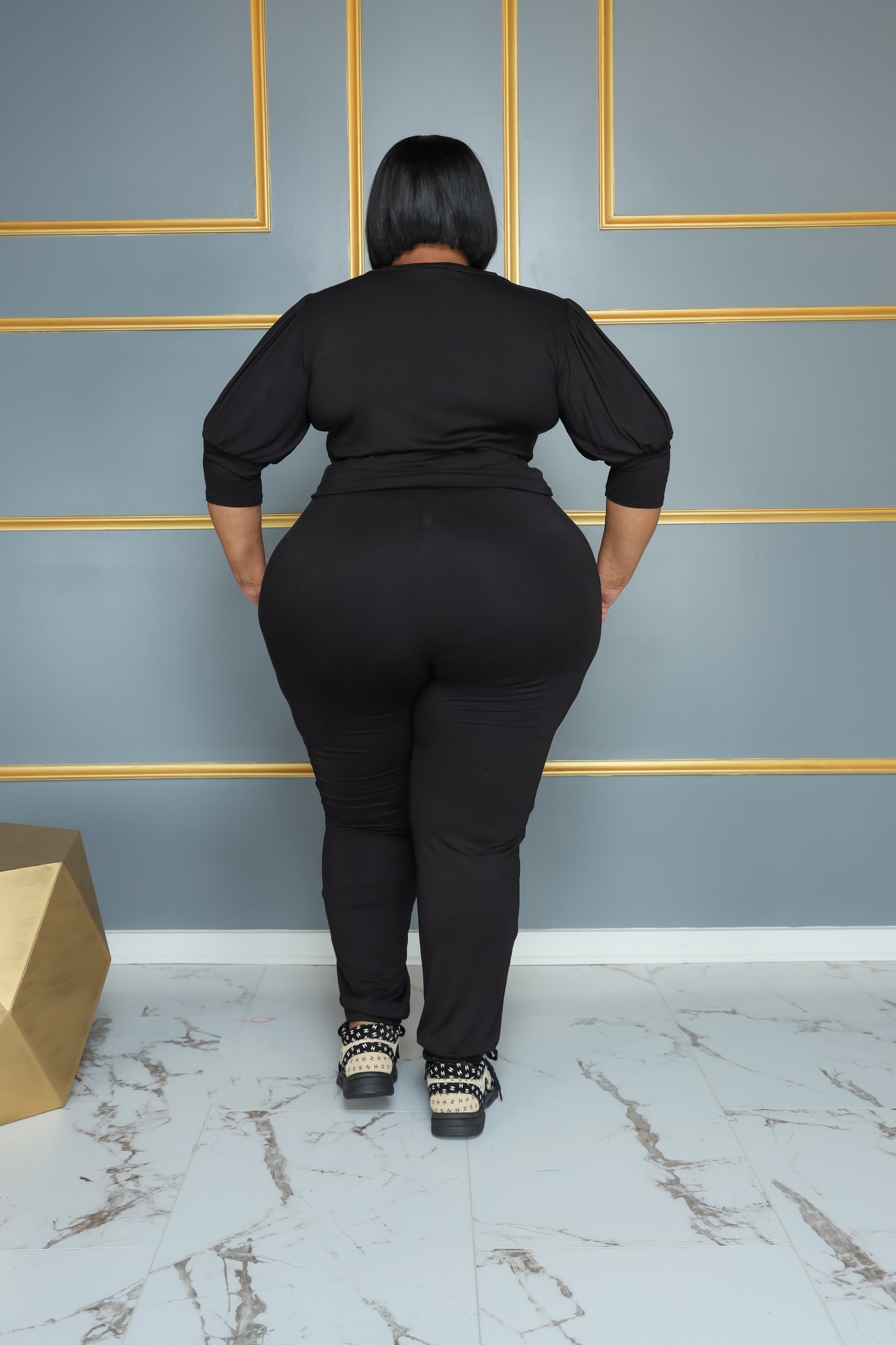 Black Puff Me Jogger Set