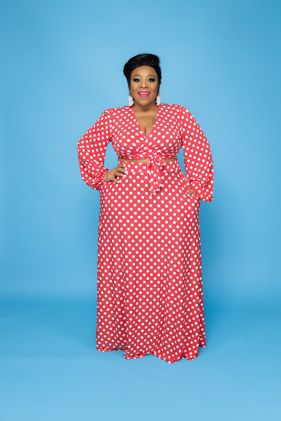 Red Polka Dot Lashun Skirt Set