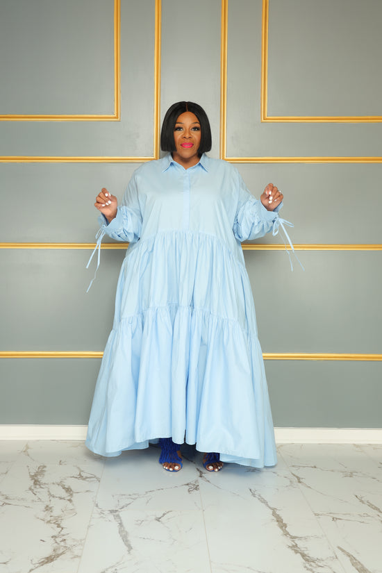 Light Blue Smock Swing Dress