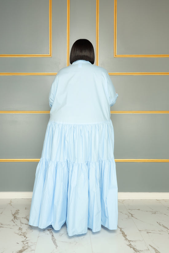 Load image into Gallery viewer, Light Blue Smock Swing Dress
