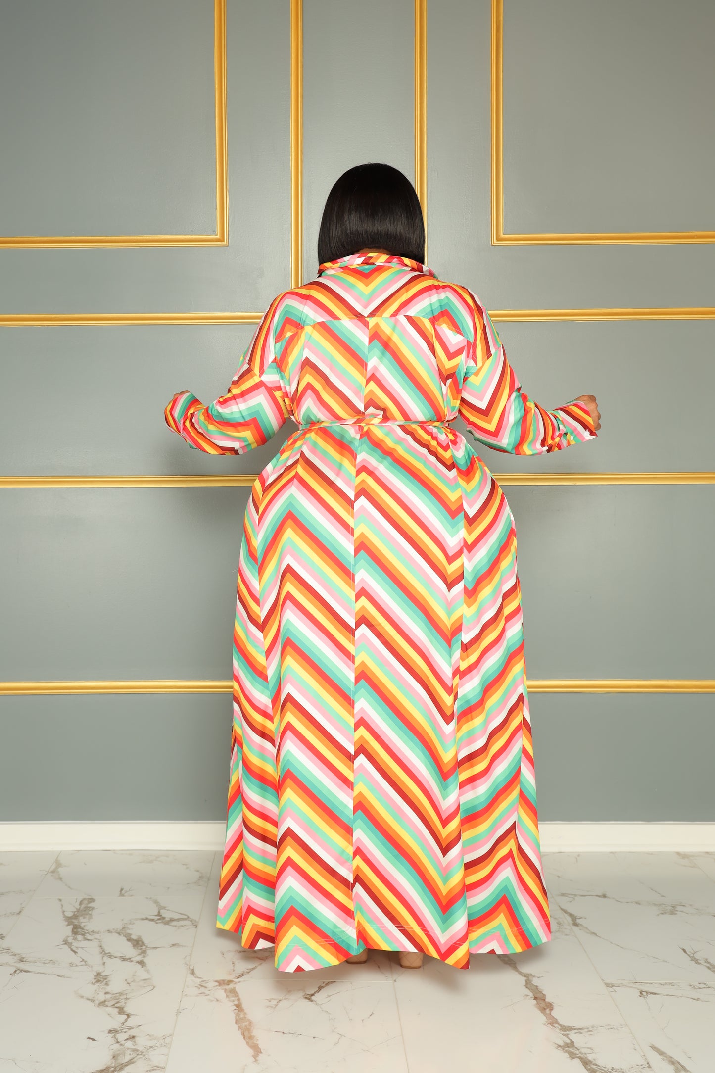 Orange Fine Line Dress