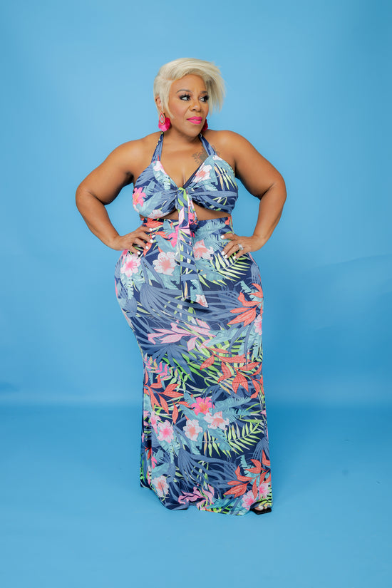 Blue Tropical Breeze Skirt Set