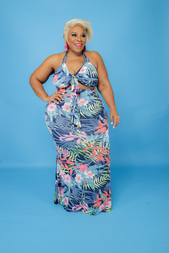 Blue Tropical Breeze Skirt Set