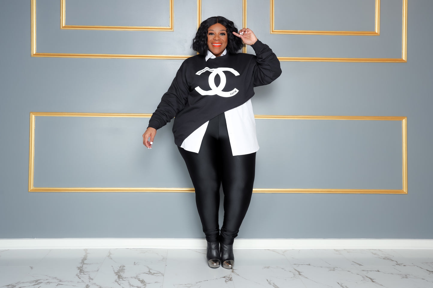 Black Asymmetrical CC Sweatshirt