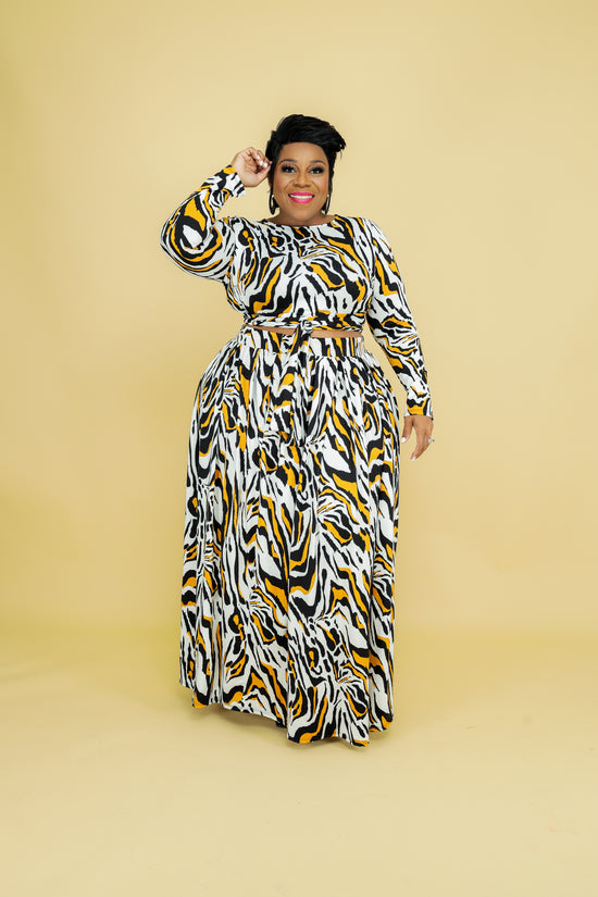 Mustard Print Skirt Set