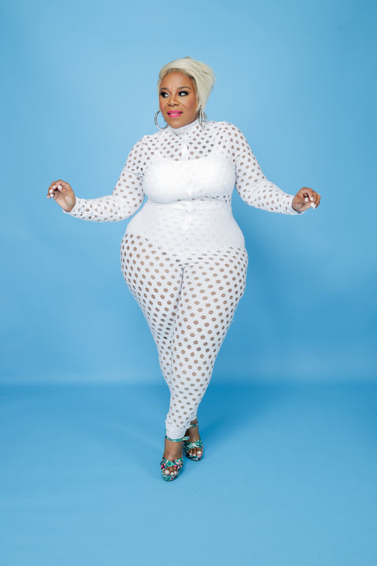 White Punch Hole Catsuit