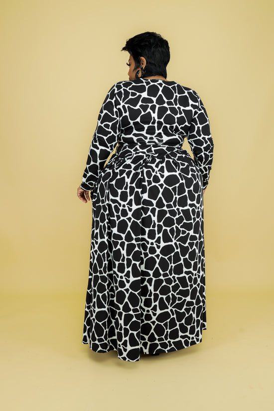 Black Giraffe Print Skirt Set