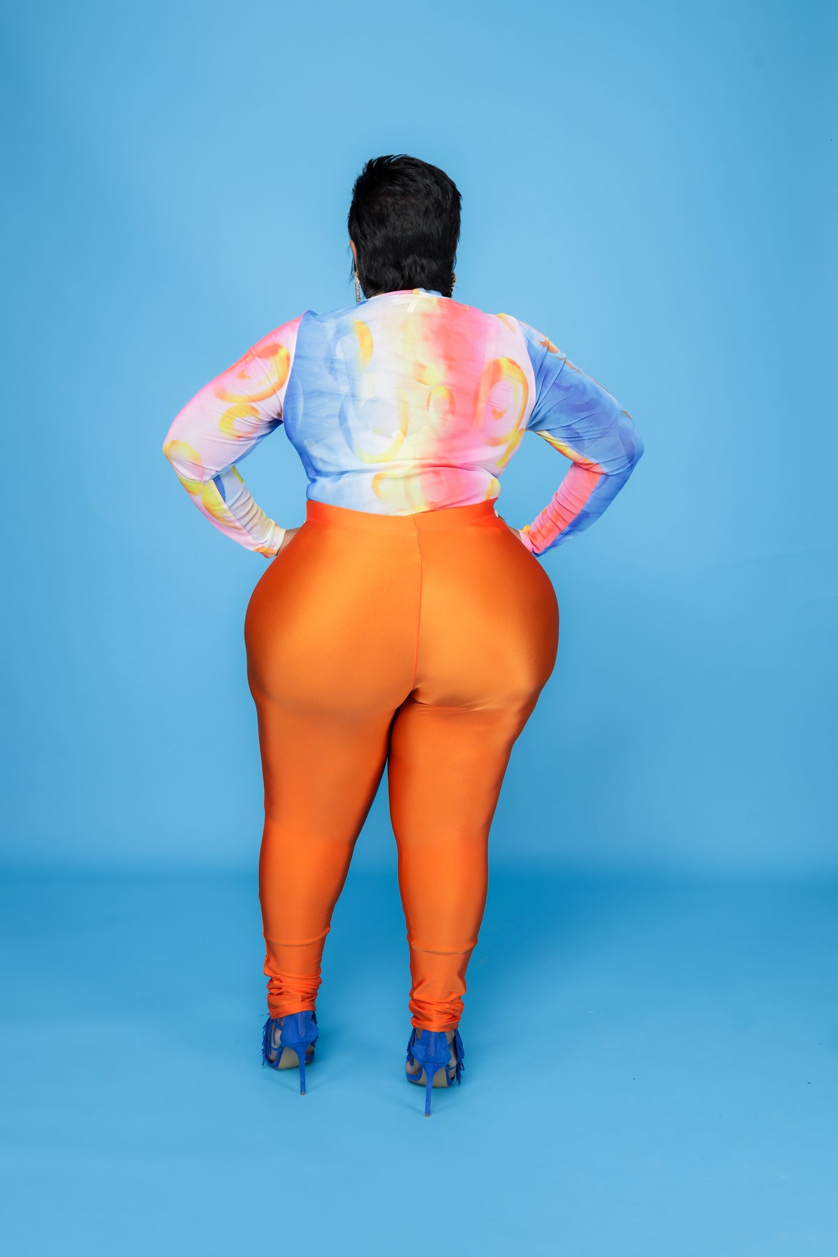 Orange Shiny Leggings