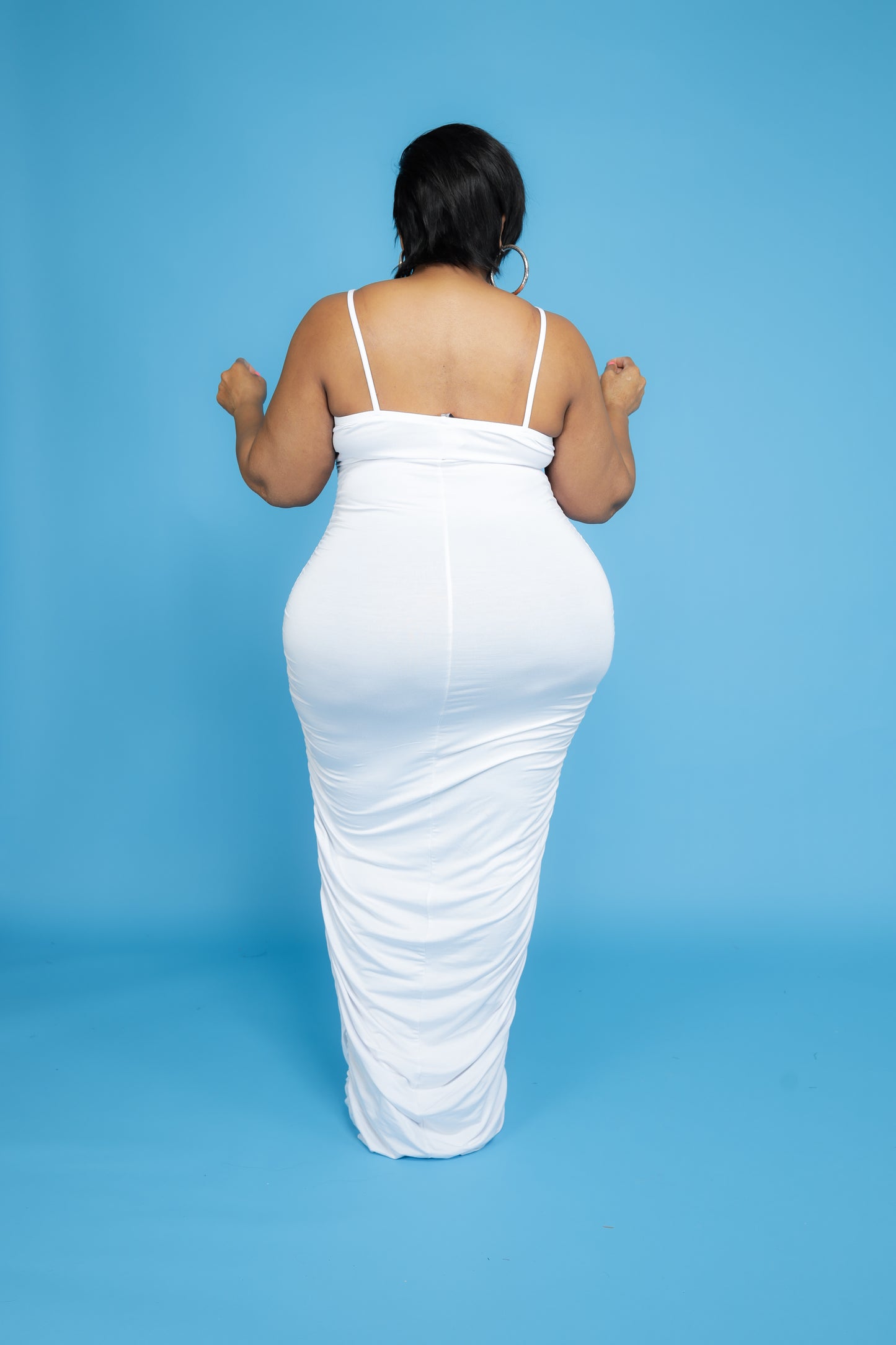 White Shirred Maxi Dress