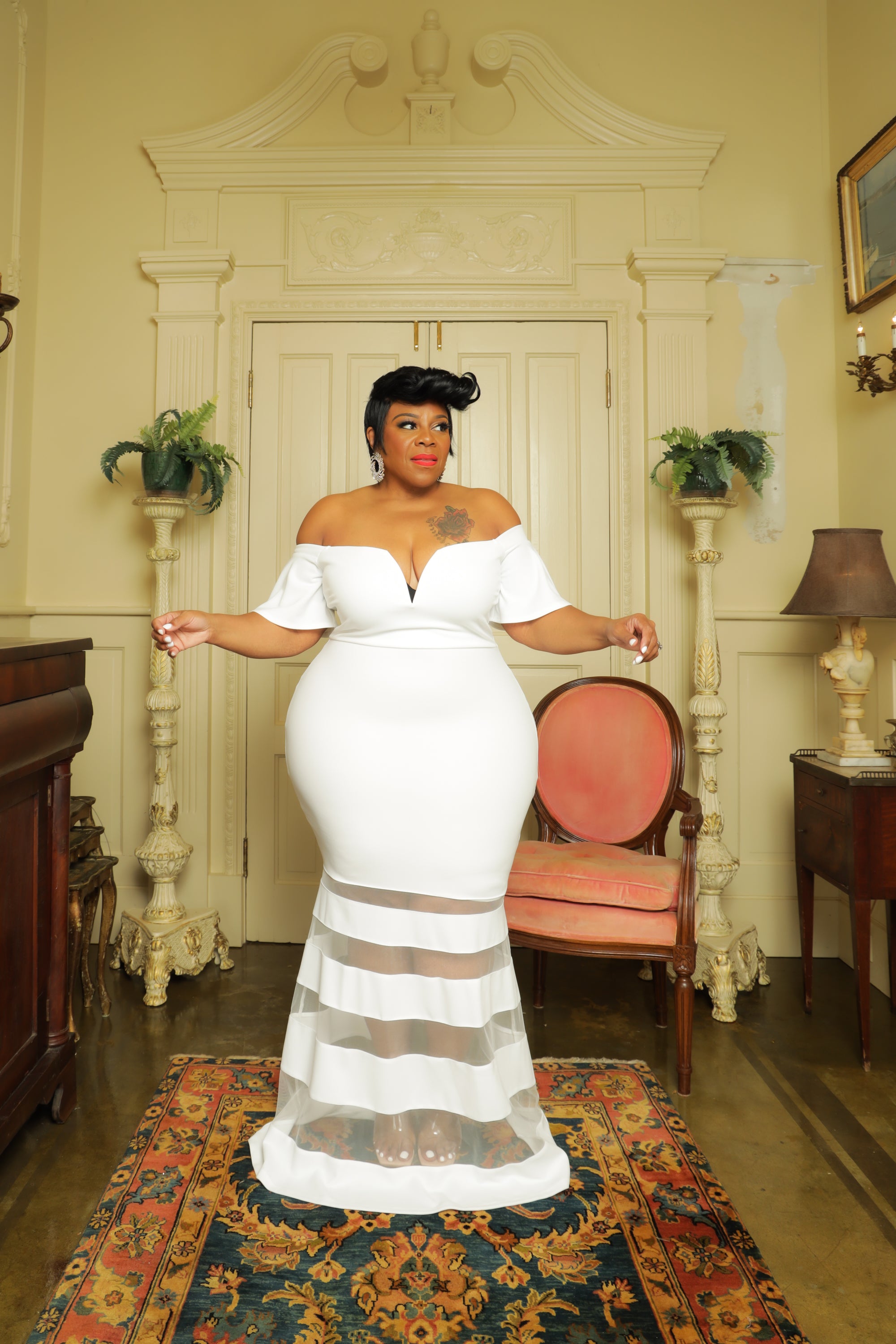 All white plus size club dresses hotsell