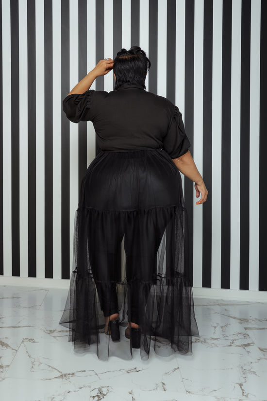 Load image into Gallery viewer, Black Bishop Tulle Maxi Top
