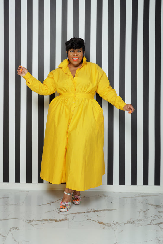 Load image into Gallery viewer, Yellow Button Up Flare Dress
