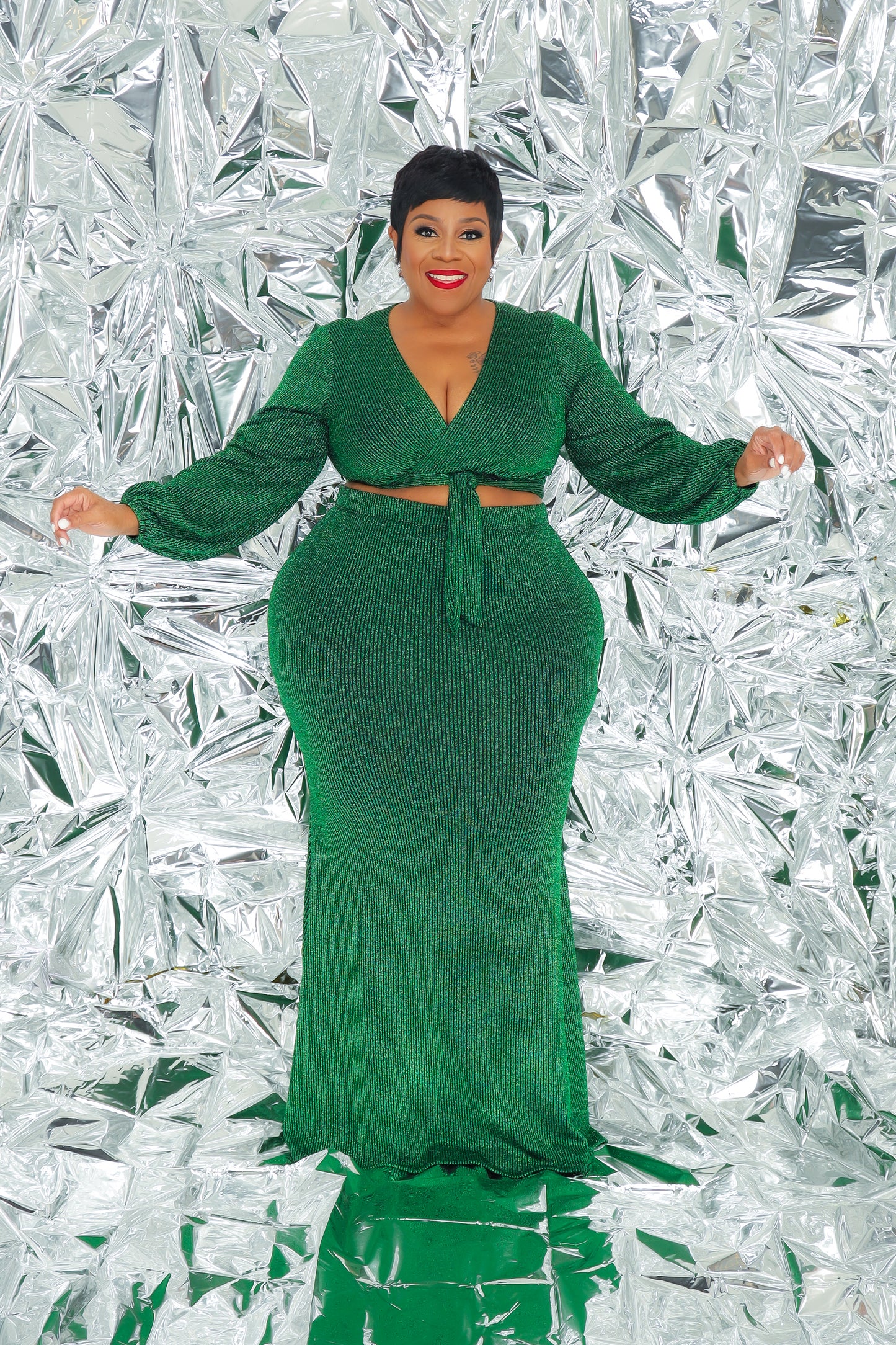 Emerald Gleam Skirt Set