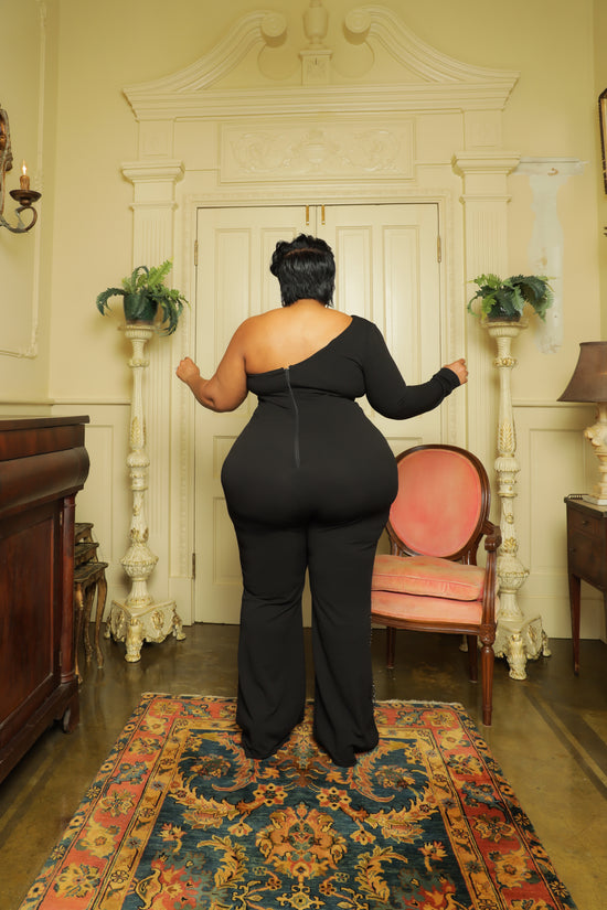 Black Glitter Panel Jumpsuit