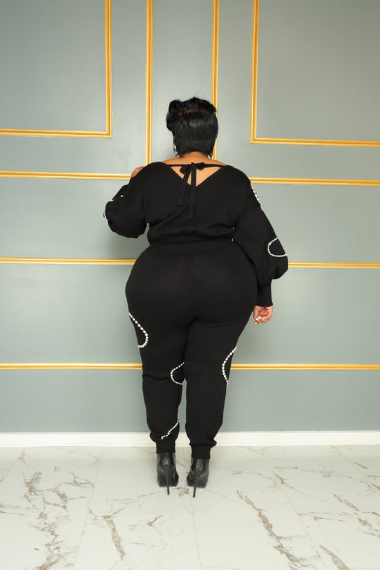 Load image into Gallery viewer, Black Mother Of Pearl Jogger Set
