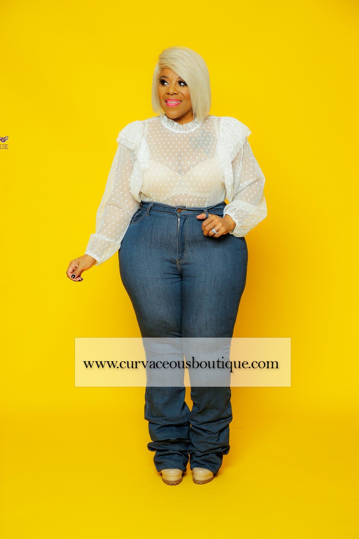 Blue Ruched Leg Jeans