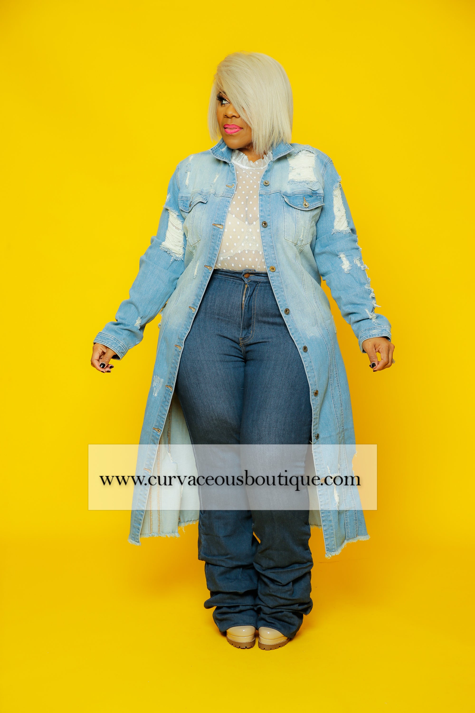 Blue Ruched Leg Jeans