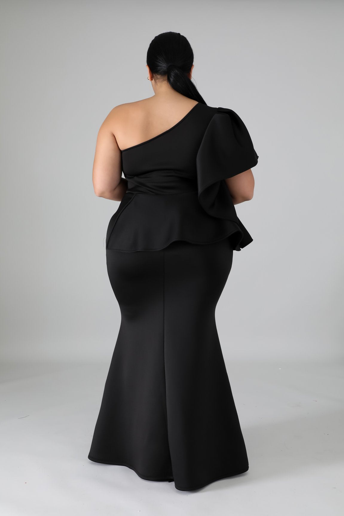 Black Denise Peplum Gown