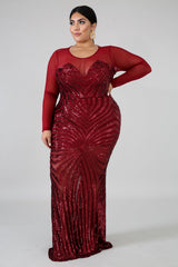 Burgundy Haley Sequin Mermaid Dress