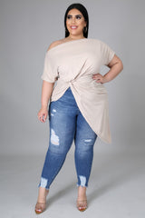 Beige Twist Knot Top