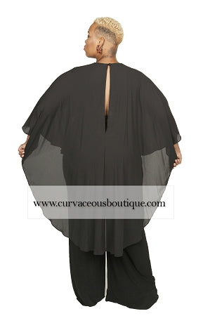 Load image into Gallery viewer, Camila Black Cape Jumpsuit
