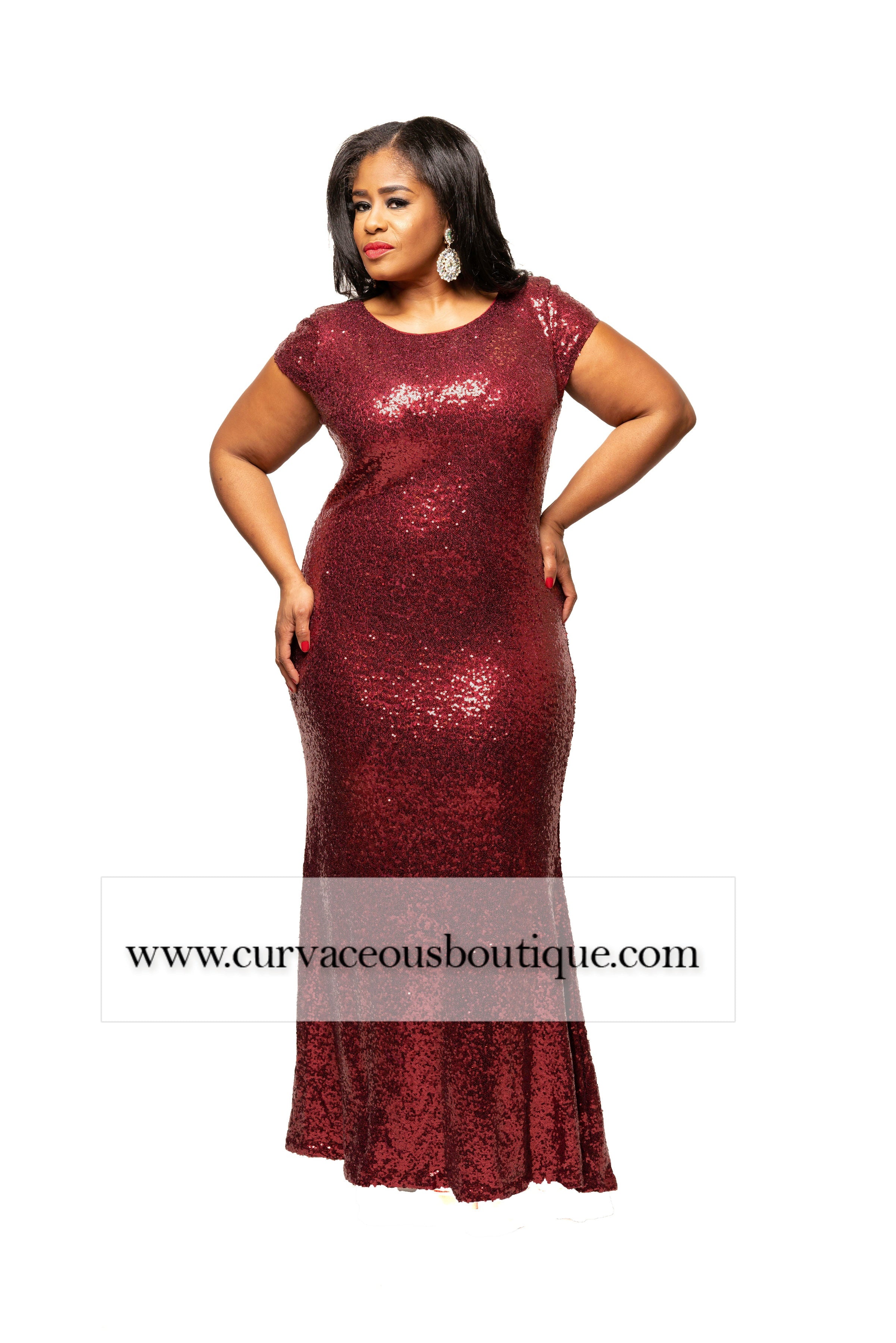 Burgundy Campbell Sequin Gown