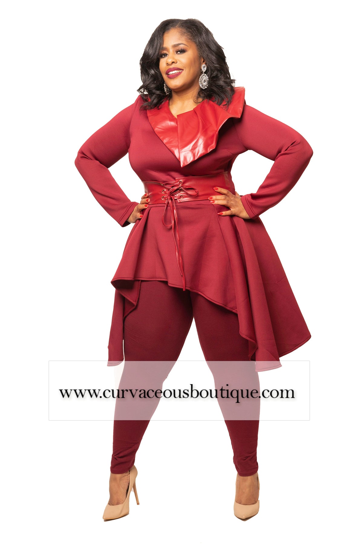 Burgundy Cybil Peplum Top