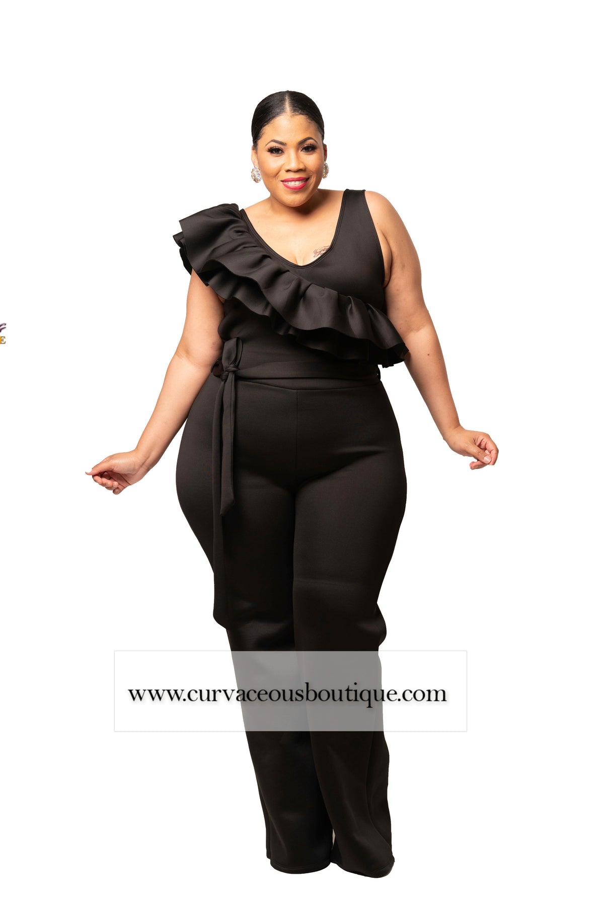 Black Keelan Ruffle Jumpsuit