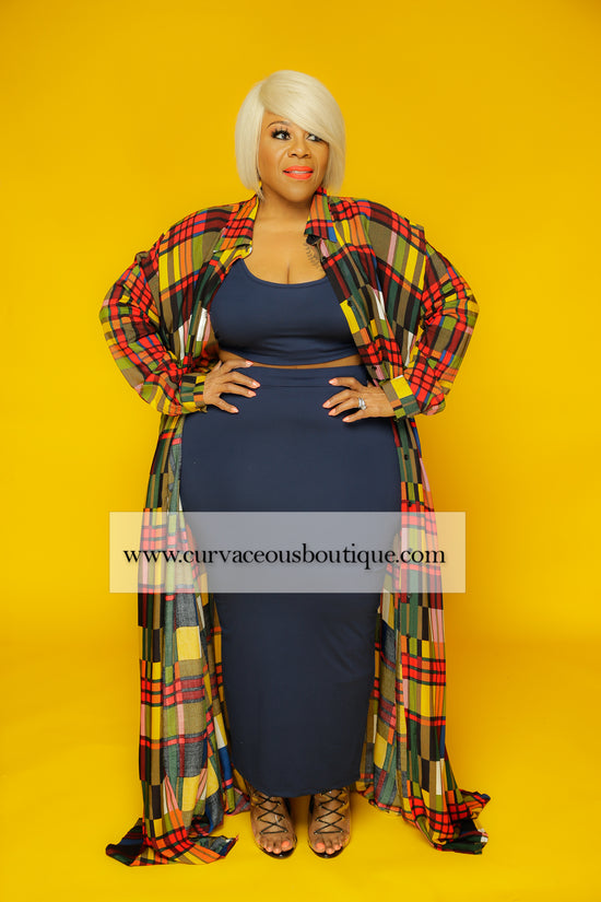 Colorful Plaid A-line Maxi Dress