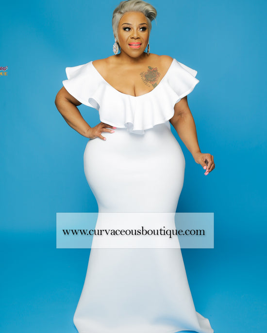 Load image into Gallery viewer, White Chandler Ruffle Gown
