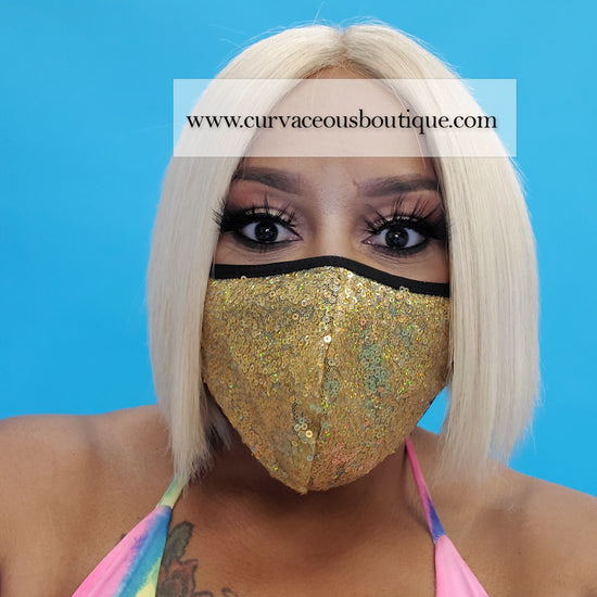 Gold Sequin Face Mask