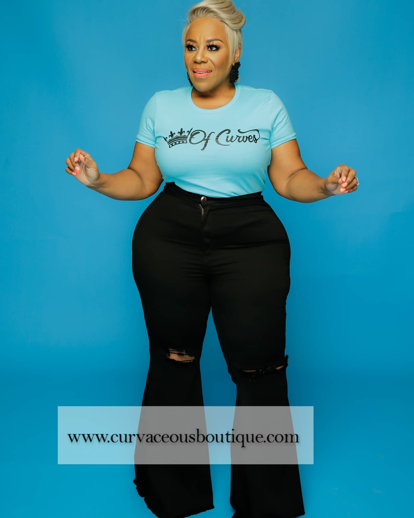 Ocean Blue Queen of Curves Tee
